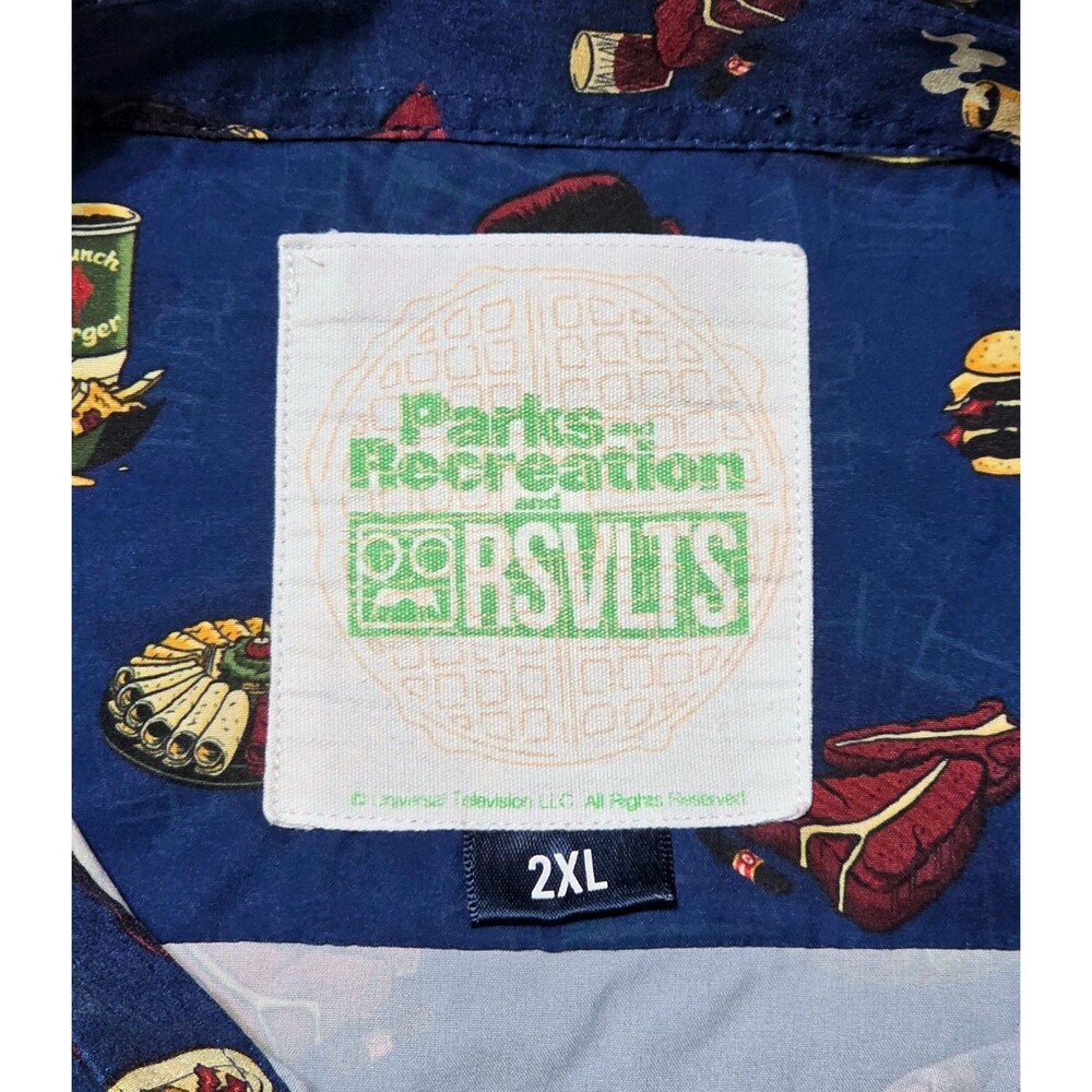 RSVLTS Navy Blue Parks Recreation Turf N Turf Kunuflex Short Sleeve Shirt 2XL - Picture 5 of 10
